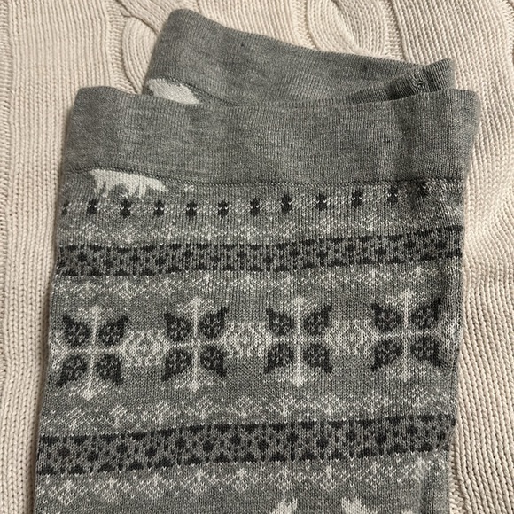 Grey White Fair Isle Print Winter Leggings Size L Xhiliration - Picture 3 of 8